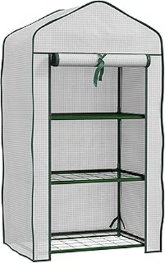 Invernaderos de terraza tipo estantería con plástico