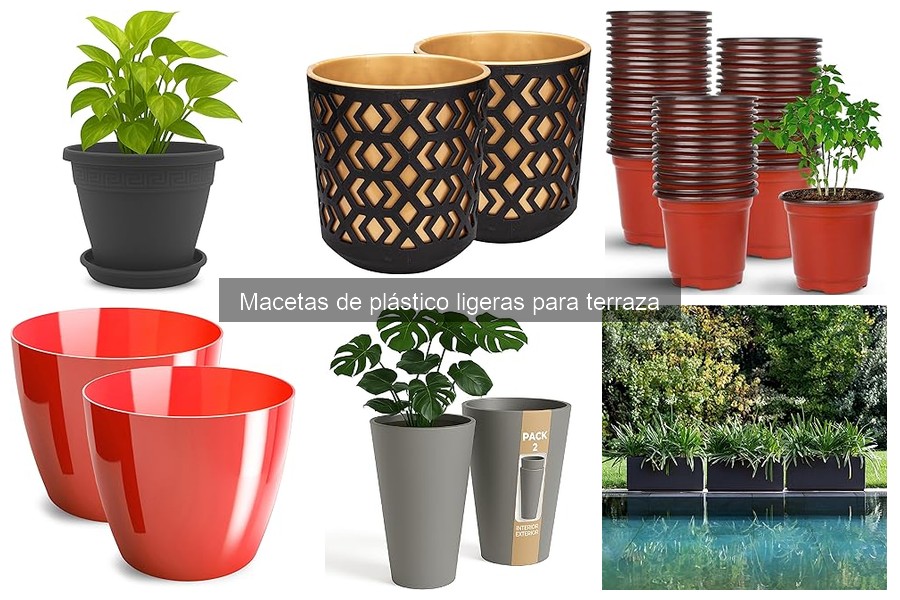 Macetas de plástico ligeras y decorativas para terrazas