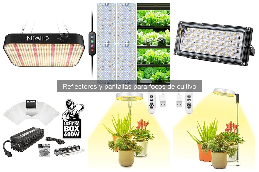 Tipos de reflectores y pantallas para focos de cultivo